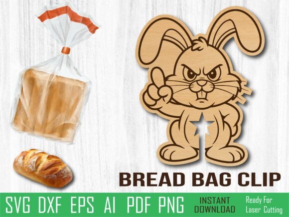 Angry Easter Bunny Bread Clip Laser Cut for Spring Amp Projects