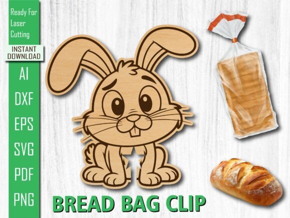 Animal Laser Cut Cute Bunny Bread Clip for Home Decor