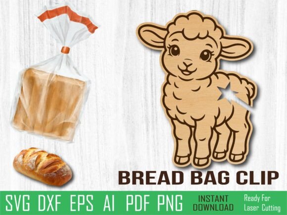 Baby Lamb Bread Clip, Easter Sheep Laser for Laser Cutting
