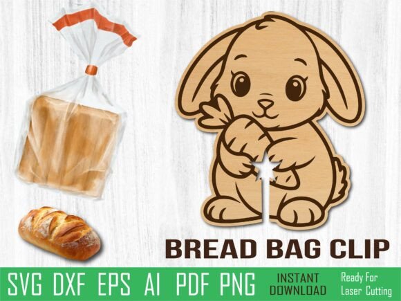 Bunny Bread Clip, Easter Bunny Laser Cut for Local Branding