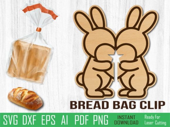 Bunny Bread Clip Laser Cut SVG for Web and Editorial Design