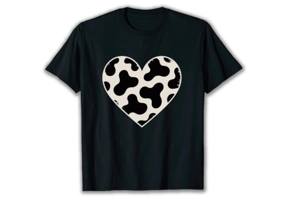 Cow Heart Pattern Funny Graphic for T-Shirt Designs