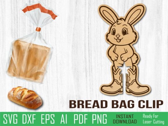 Cowboy Bunny Bread Clip for Laser Cutting in Spring Amp Designs