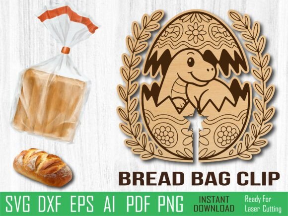 Dinosaur Easter Egg Bread Clip, Laser Cutting for Spring Amp