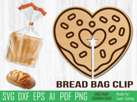 Donut Bread Clip SVG for Laser Cutting and Other Art Amp