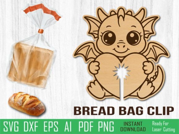 Dragon Bread Clip Laser Cut Svg for Home Decor