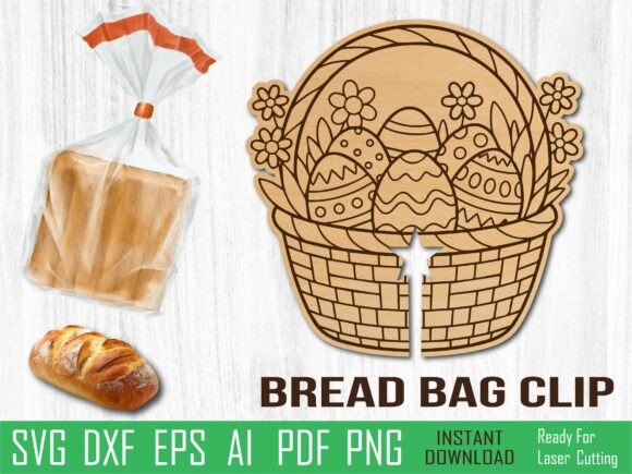 Easter Basket Bread Clip Laser Cut SVG for Crafting and Handmade Business