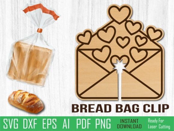Envelope Bread Clip, Heart Laser Cut for Home Decor