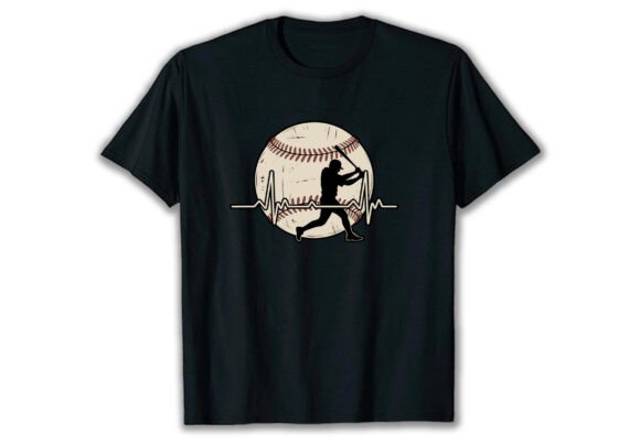 Funny Baseball Heartbeat Vintage Baseball Graphics for T-Shirt Designs