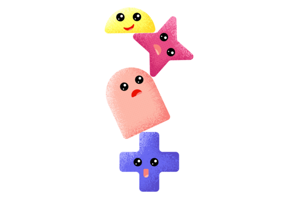 Funny Geometric Shape Characters Composition for Branding and Marketing
