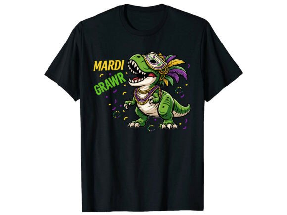 Funny T-Rex Mardi Gras T-Shirt Graphics for Blog & Website Use