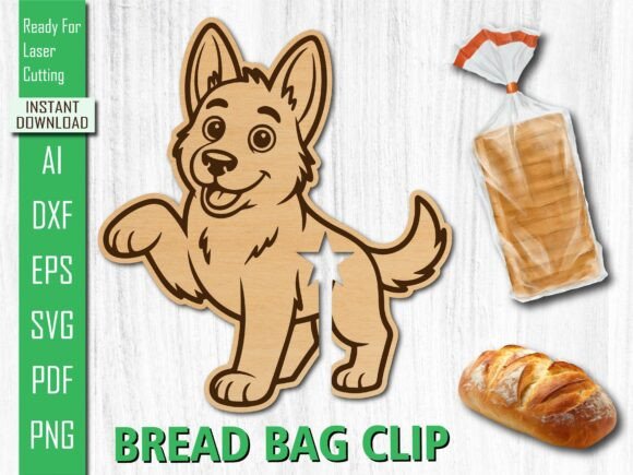 German Shepherd Dog Laser Cut Bread Clip