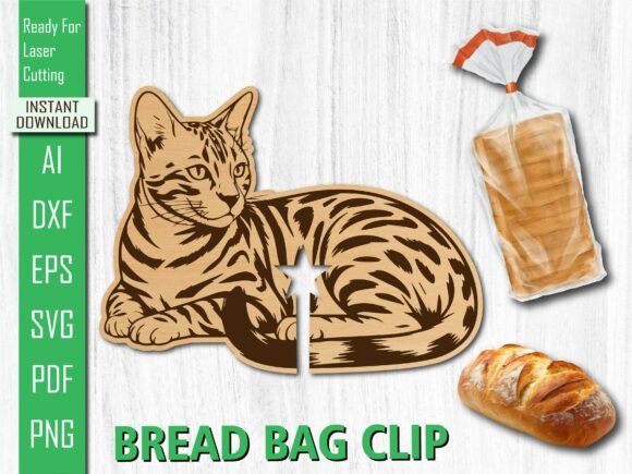 Laser Cut Animal Sitting Cat Bread Clip for Other Art Amp