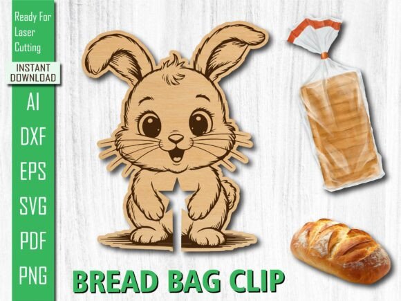 Laser Cut Cute Bunny Rabbit Bread Clip for Mother S Day