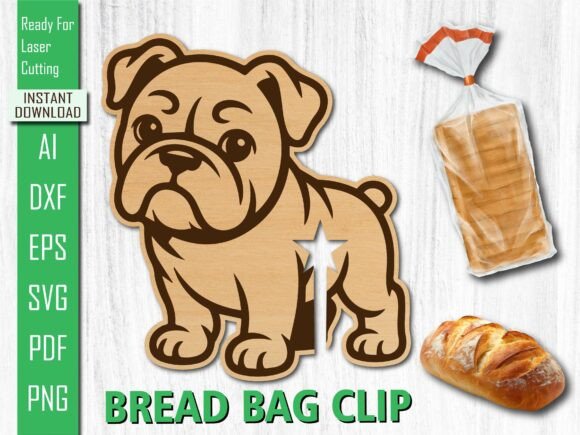 Laser Cut Cute Puppy Bull Dog Bread Clip for Other Art Amp