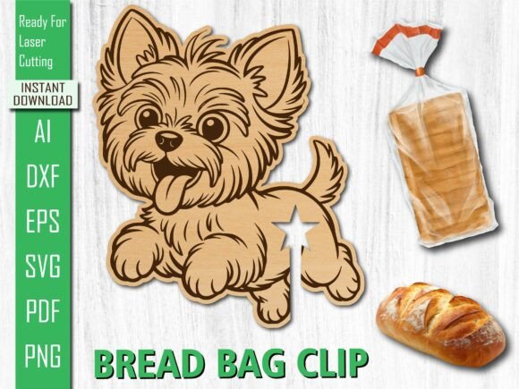 Laser Cut Cute Puppy Cat Bread Clip SVG for Home Decor