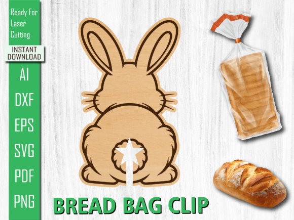 Laser Cut Easter Bunny Bread Clip for Home Decor