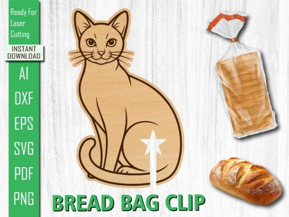 Laser Cut Elegant Sitting Cat Bread Clip