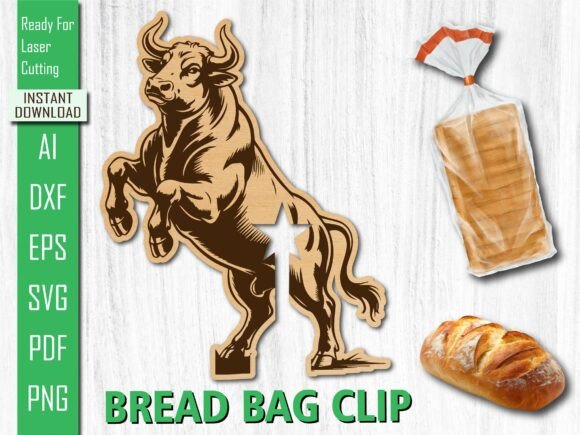 Laser Cut Running Bull Calf Bread Clip in Other Art Amp
