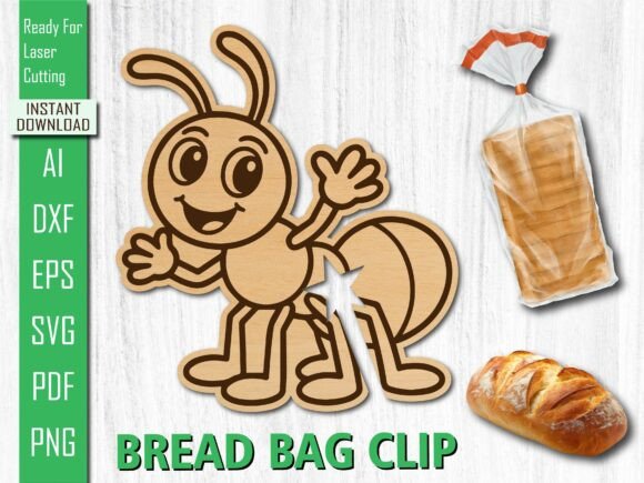 Laser Happy Cartoon Ant Bread Clip SVG for Home Decor