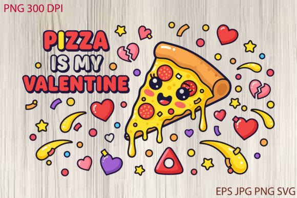 Pizza Is My Valentine TShirt Design for Blog Graphics and Editorial Use