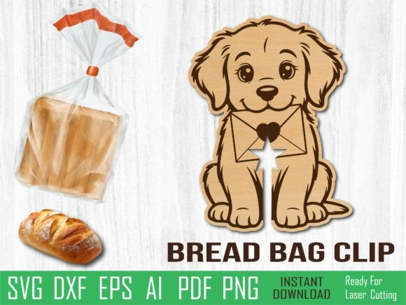 Puppy Love Bread Clip Laser Cut for Valentine S Day