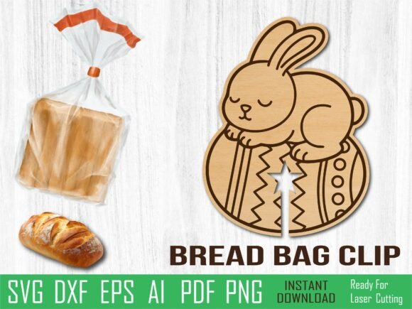Sleeping Bunny Bread Clip for Laser Cutting in Other Home Decor