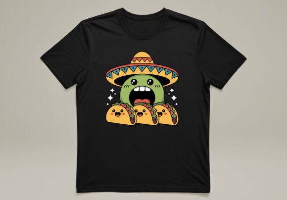 Sombrero Eating Funny Tacos T-shirt Graphic for T-Shirt Designs