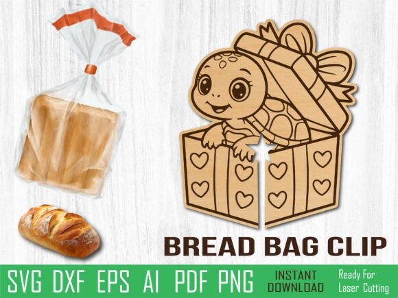 Turtle Box Bread Clip Laser Cut Design for Valentine S Day