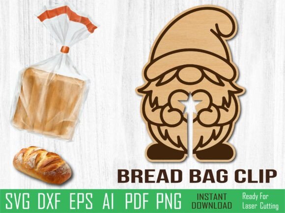 Valentine Gnome Bread Clip Laser Cut for Crafting